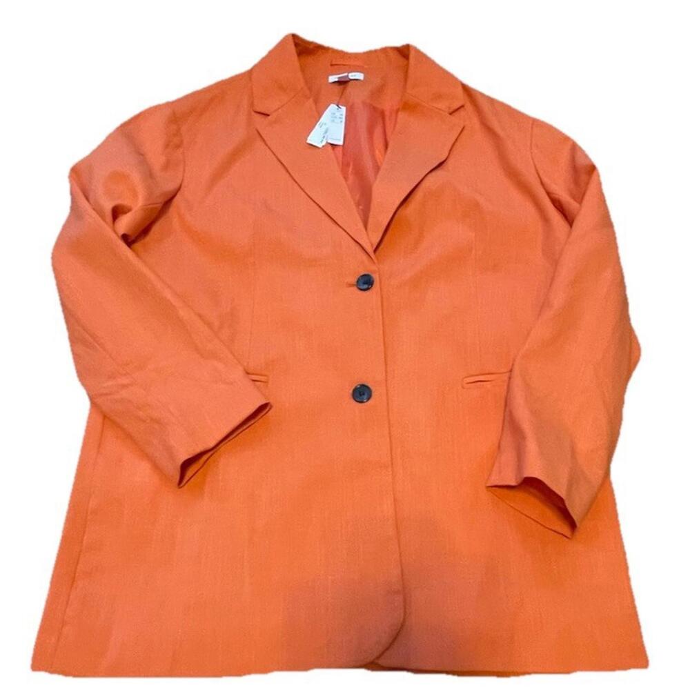 Topshop Women's Size 8 Orange Relaxed Blazer Oversized Single Breast, NWT‎ H75